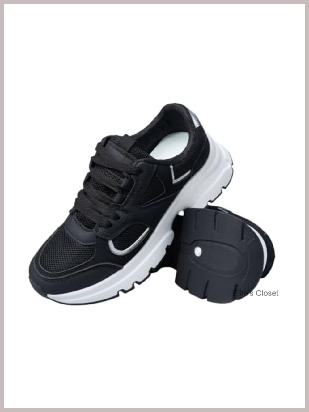 Women's Mesh Patchwork Lace Up Thick Sole Athletic Walking Shoes